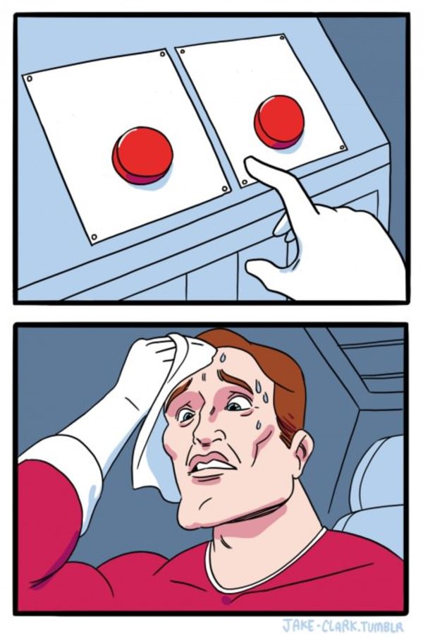 Two Buttons meme about ByRokko