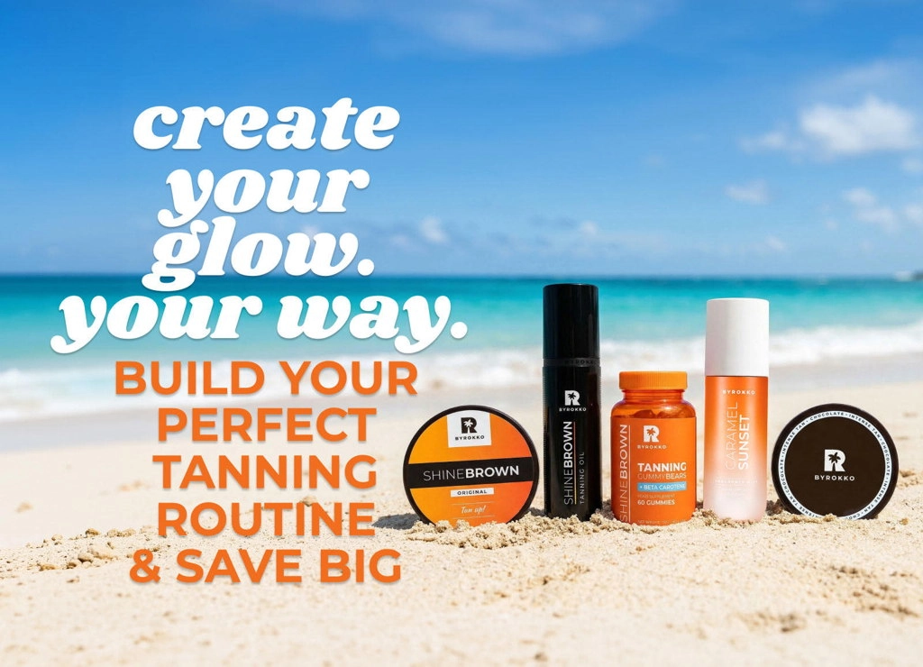 Create your glow, your way: a beach scene with Shine Brown products