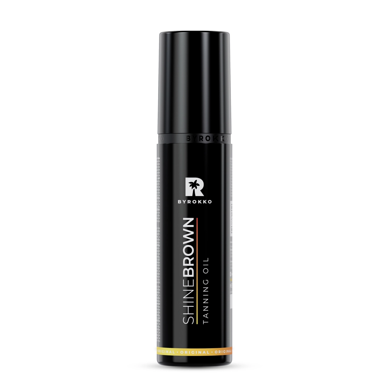 Shine Brown Oil in a black pump bottle